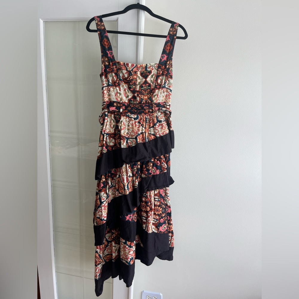 Anthropologie Square Neck Tiered Midi Dress